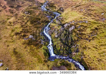 Waterfall At Grannys Pass Is Close To Glengesh Pass In Country Donegal, Ireland.
