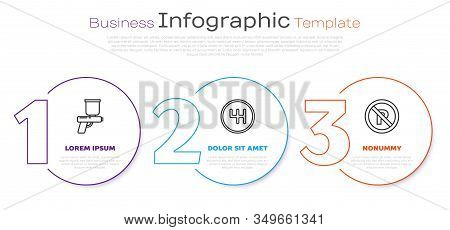 Set Line Paint Spray Gun, Gear Shifter And No Parking Or Stopping. Business Infographic Template. Ve