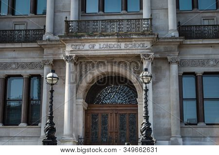 London, United Kingdom- June 2019: Facade Of The City Of London School, Also Known As Cls And City A