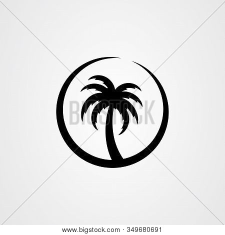 Palm Tree Silhouette Icon. Simple Flat Vector Illustration