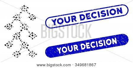 Mosaic Binary Tree And Distressed Stamp Seals With Your Decision Text. Mosaic Vector Binary Tree Is 