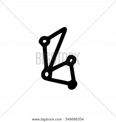 Abstract Geometric Figure In Hand Drawn Doodle Style Isolated On White Background. Vector Stock Outl
