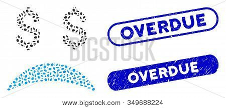 Mosaic Bankrupt Sad Emotion And Corroded Stamp Seals With Overdue Caption. Mosaic Vector Bankrupt Sa