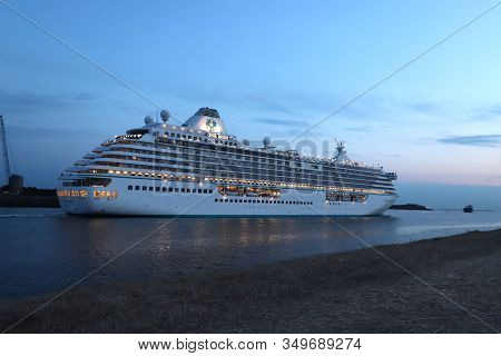 Ijmuiden, The Netherlands -july 27th 2018: Crystal Serenity Owned By Crystal Cruises, Leaving Ijmuid
