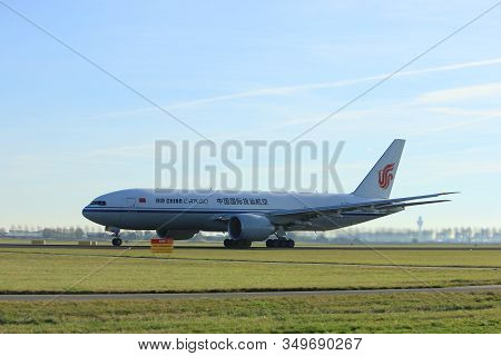 Amsterdam, The Netherlands  - November 25th, 2016: B-2093 Air China Cargo Boeing 777 Taking Off From