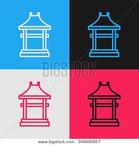 Color Line Japan Gate Icon Isolated On Color Background. Torii Gate Sign. Japanese Traditional Class