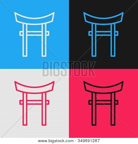 Color Line Japan Gate Icon Isolated On Color Background. Torii Gate Sign. Japanese Traditional Class