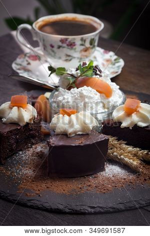 Creamy Chocolate Cake With Apricot Jam And Coffee