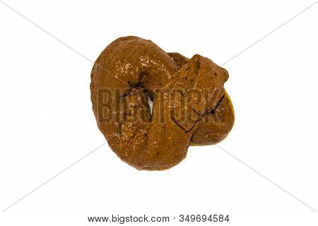 Poop Isolated On White Background.shit On A White Background.human Excrement.