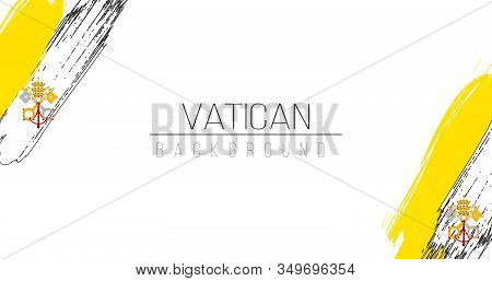 Vatican Flag Brush Style Background With Stripes. Stock Vector Illustration Isolated On White Backgr