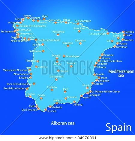 Ilustracja wektorowa mapa Hiszpania
