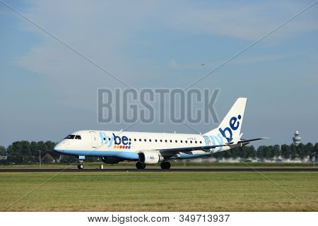 Amsterdam, The Netherlands  - August, 18th 2016: G-fbjc Flybe Embraer Erj-175std,
Taking Off From Po