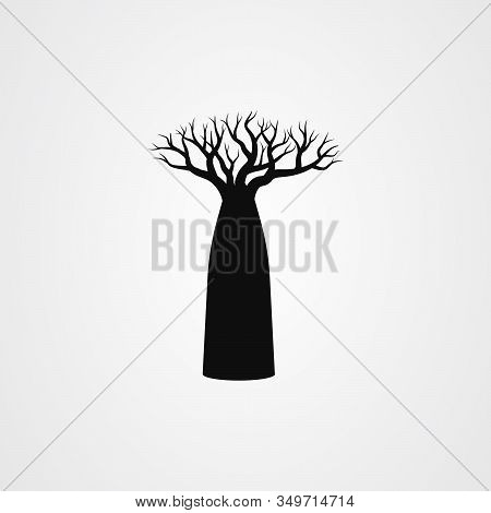 Baobab Tree Silhouette. Simple Flat Vector Illustration