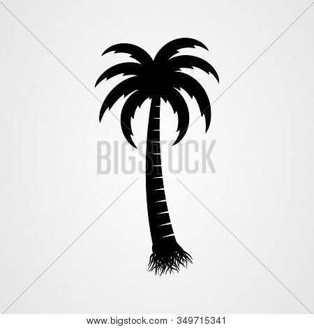 Palm Tree Silhouette Icon. Simple Flat Vector Illustration