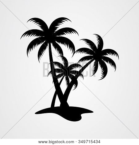 Palm Tree Silhouette Icon. Simple Flat Vector Illustration