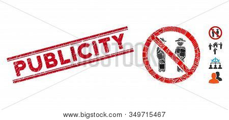 Mosaic No Gentlemen Pictogram And Red Publicity Seal Stamp Between Double Parallel Lines. Flat Vecto