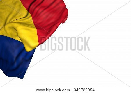 Cute Memorial Day Flag 3d Illustration
 - Romania Flag With Big Folds Lay In Top Left Corner Isolate