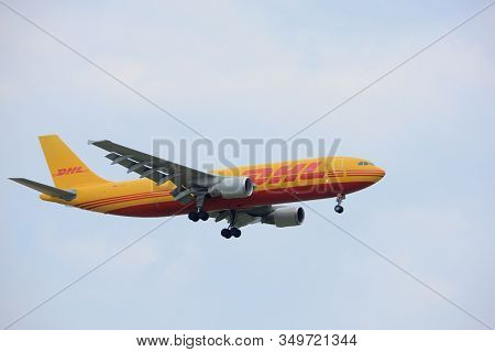 Amsterdam The Netherlands - July 20th 2017: D-aeae Eat Dhl Leipzig Airbus A300    Approaching Schiph