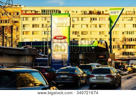 Gas Station Of The Oil Company Omv, Near North Railway Station In Bucharest, Romania, 2020