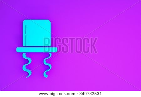 Blue Orthodox Jewish Hat With Sidelocks Icon Isolated On Purple Background. Jewish Men In The Tradit