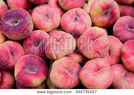 Close Up Of Vineyard Peaches On A German Market, Frame Filling
