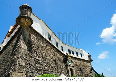 Farol Da Barra, Barra Lighthouse, In Salvador, Bahia, Brazil. The Historic Architecture Of Salvador 