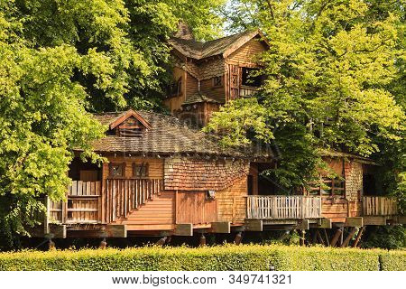 Alnwick, England - July 14: Alnwick Garden Tree House In Northumberland, Northern England Is Picture