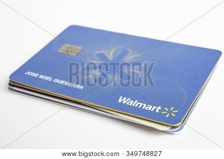 Vidalia, Georgia / Usa - June 29, 2019: A Close-up Studio Shot Of The Walmart Credit Card Set On A P