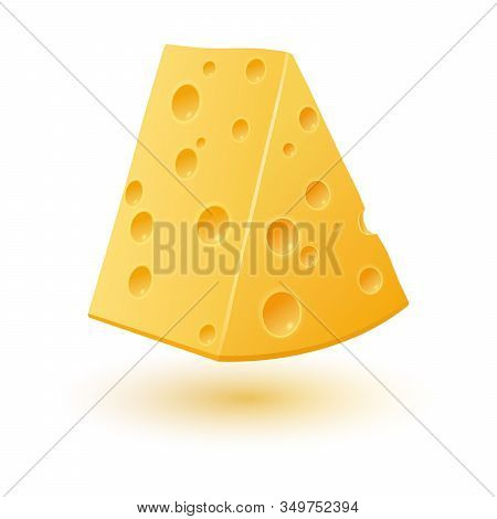 A Yellow Piece Of Cheese Hangs In The Air. Illustration.