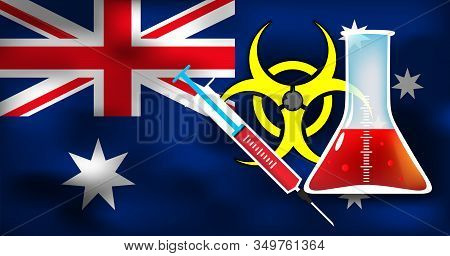Virus Or Bacteria Infection Threat To Australia Vector Medical Concept Illustration - Biohazard Sign