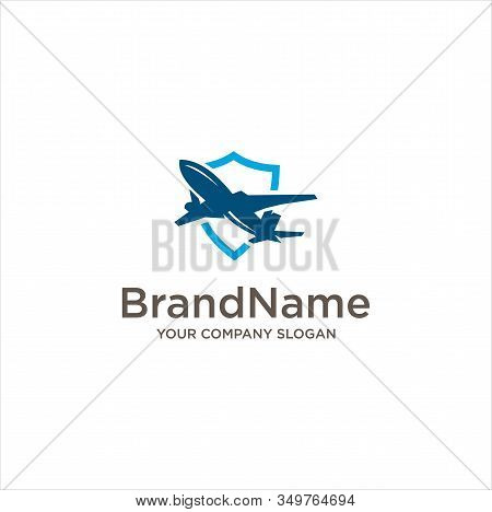 Shield Plane Logo Design Vector Stock Illustration