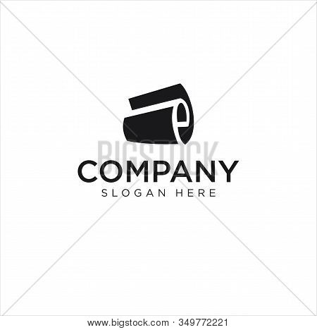Paper Roll Logo Design Silhouette	Vector Stock Illustration