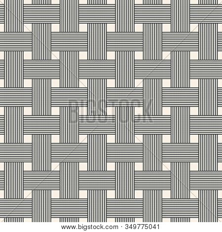 Abstract Geometric Bicolor Seamless Pattern With Interwoven At Right Angles Striped Lines. Vector Il