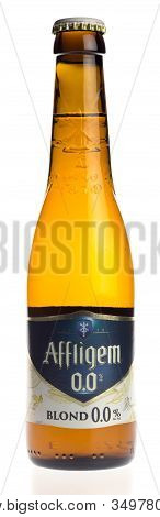 Groningen, Netherlands - February 06, 2020: Bottle Of Affligem Non Alcoholic Blond Beer Isolated On 