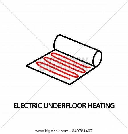 Electric Underfloor Heating Red Line Vector Icon. Editable Strokes.