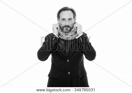 Feeling Cozy. Winter Is Coming. Get Ready For Frosty Days. Mature Fashion Model Enjoy Cold Weather. 