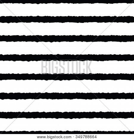 Black, White Rough Stripes Texture Seamless Pattern. Great For Modern Wallpaper, Backgrounds, Invita