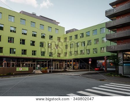 Editorial 09.04.2019 Bergen Norway Citybox Hotel And Jaja Restaurant & Bar At Solheimsgaten Street I