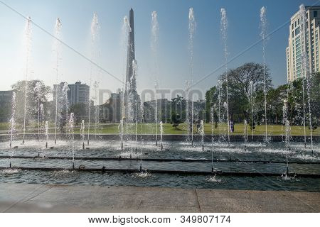 Yangon, Myanmar - January 23, 2020: Independence Monument In Maha Bandoola Park, Yangon