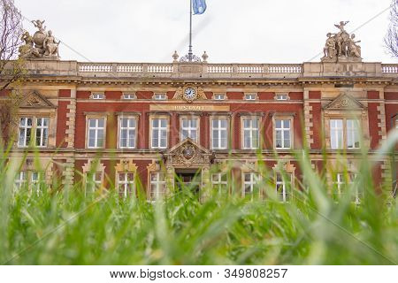 Gerlitz, Germany - April, 2019: The Building Of The City Post Office, A Monument Of Historic Archite