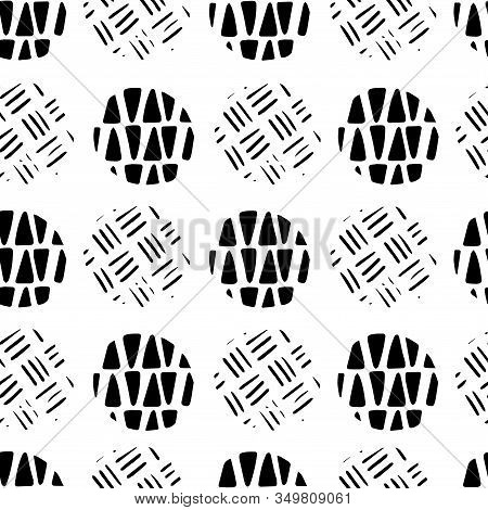 Modern Geometric Dot Seamless Texture In Black And White. Seamless Repeat Pattern, Perfect For Texti