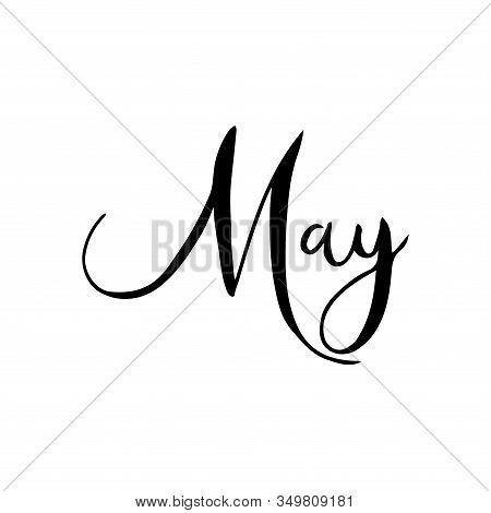 Hand Drawn Calligraphy Lettering Month April. Handwritten Phrase For Invitation Card, Calender, Bann