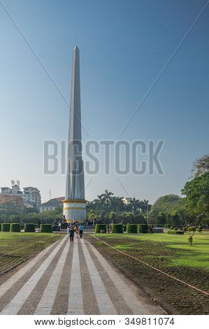 Independence Monument, A 46 Meter High Tower Surrounded By Five Pillars