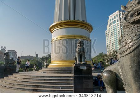 Independence Monument, A 46 Meter High Tower Surrounded By Five Pillars