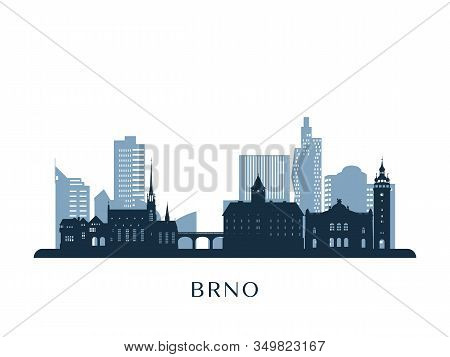 Brno Skyline, Monochrome Silhouette. Design Vector Illustration.