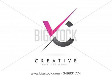 Vc V C Letter Logo With Colorblock Design And Creative Cut. Creative Logo Design.