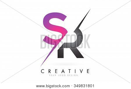 Sr S R Letter Logo With Colorblock Design And Creative Cut. Creative Logo Design.