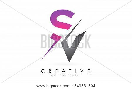 Sv S V Letter Logo With Colorblock Design And Creative Cut. Creative Logo Design.