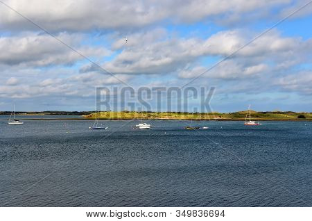 Lot Of Small Boats On The Sea Near Malahide City View Dublin Ireland