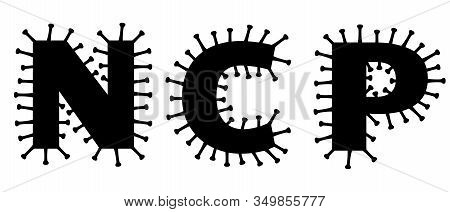 Illustration Of Coronavirus Ncp, 2019-ncov, Isolated Black And White Vector